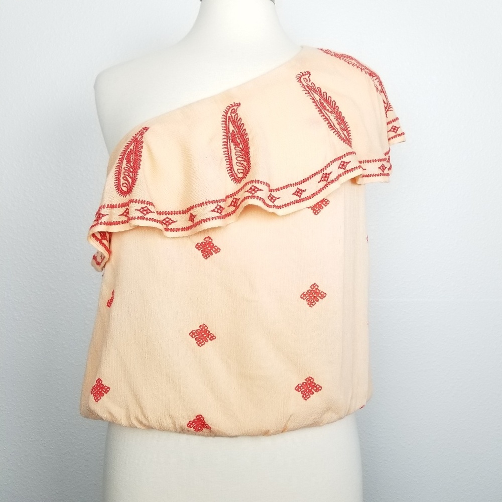 Free People crop top | one shoulder | embroidery